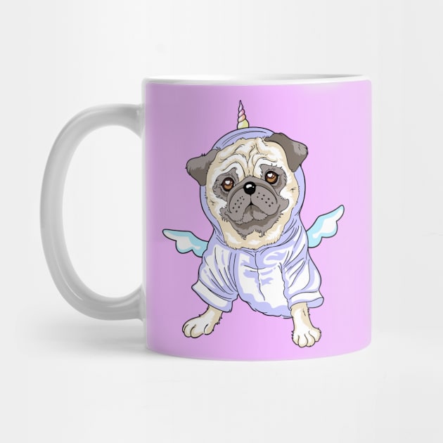 Unicorn pug dog by Thea White Peacock